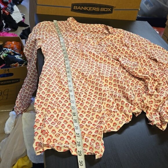 Anthropologie Maeve Laiken Henley Popover Ditsy Floral Cream Pink Plus Size 14 - Picture 11 of 11